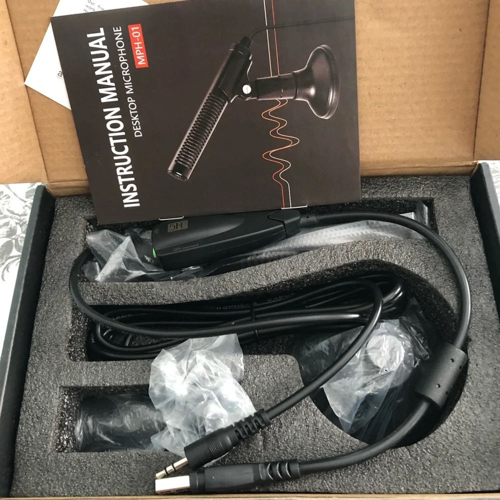 New black desk microphone good for voice chatting, gameplay online, streaming